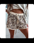 Camo ruffle shorts