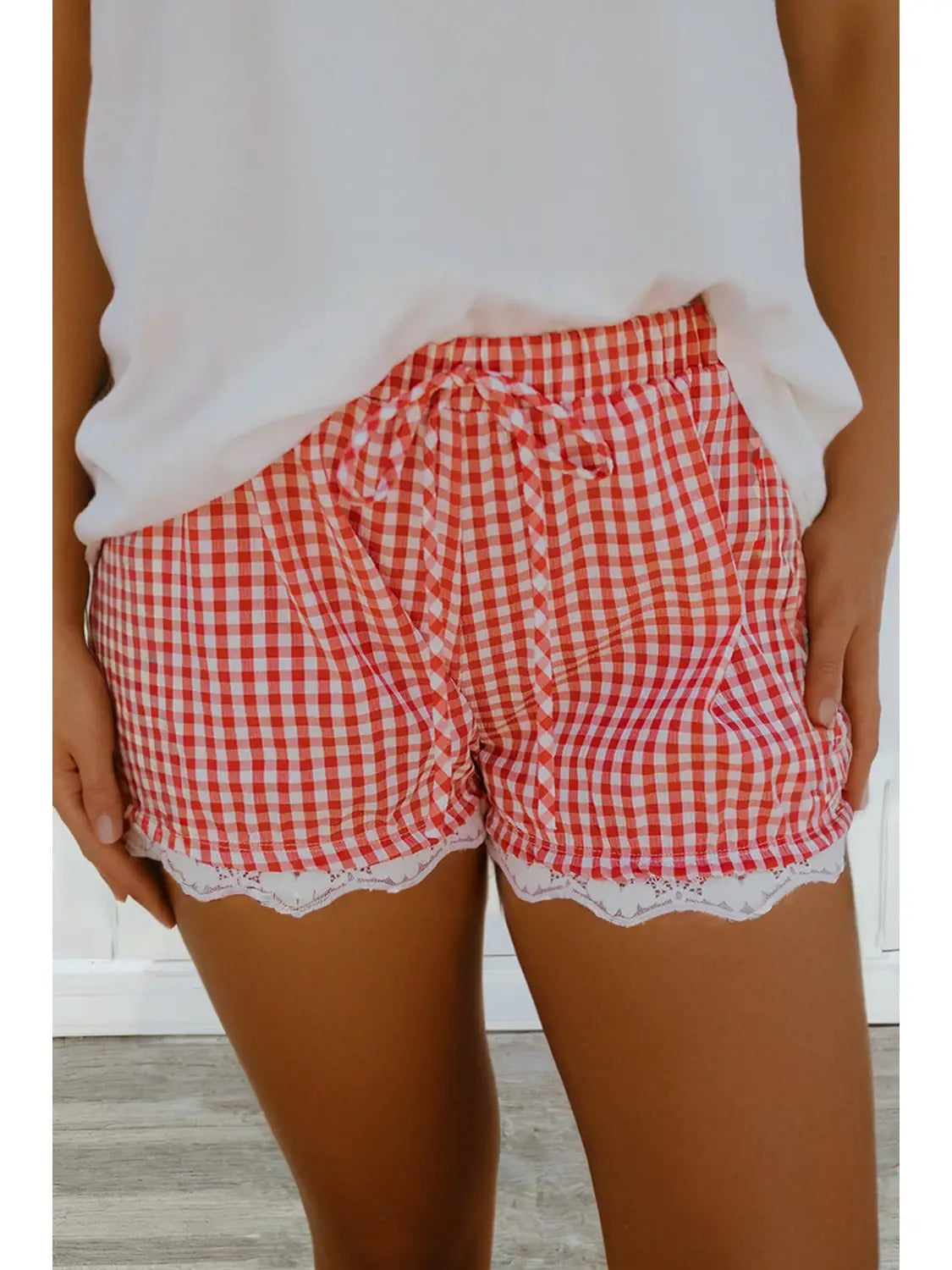 Lace gingham shorts